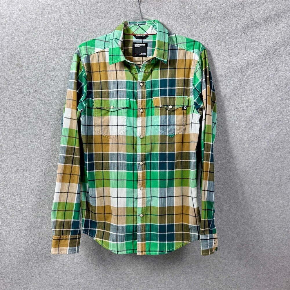 Marmot Men's Plaid Snap Button Western Shirt Long Sleeve Size S